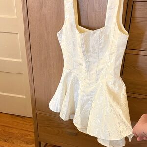 Ivory Floral Jacquard Peplum Romper